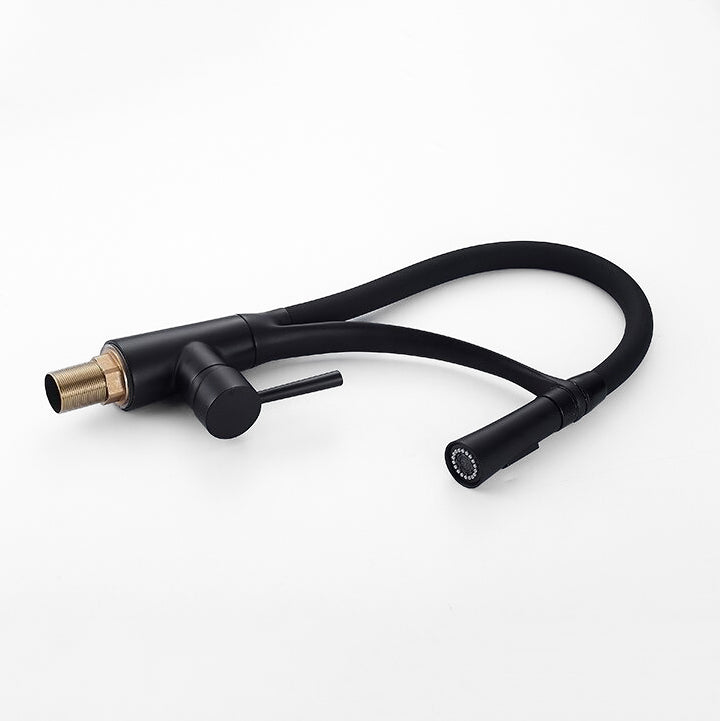 Modern Kitchen Faucet | Matte Black Gooseneck Pull Down Sprayer