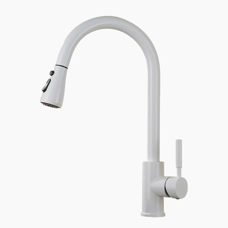 Modern Kitchen Faucet | White Pull-Down Spray Head