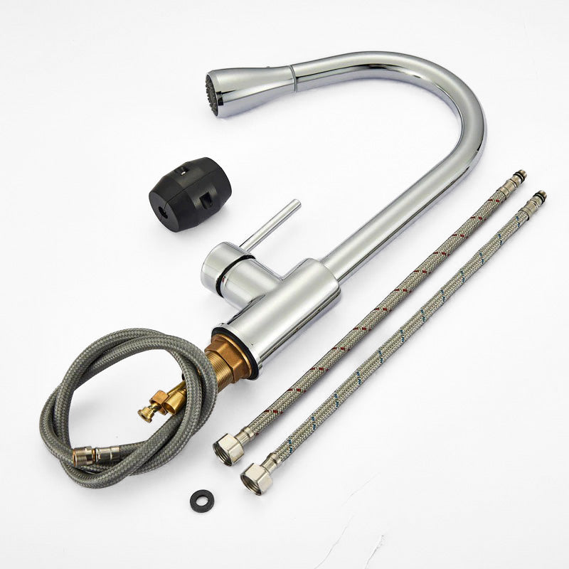 Modern Kitchen Faucet | White Pull-Down Spray Head