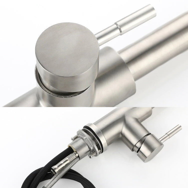 Modern Pull-Out Kitchen Faucet | Brushed Stainless Steel Design