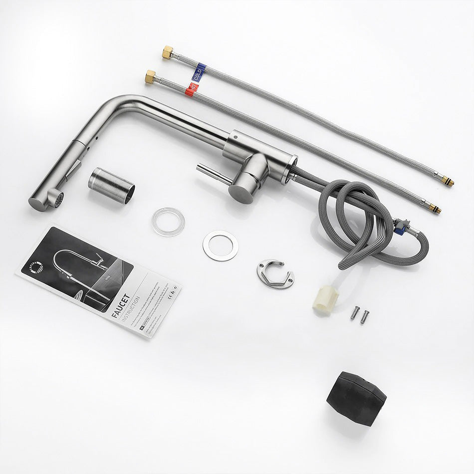 Modern Pull-Out Kitchen Faucet | Brushed Stainless Steel Design