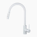 Modern Pull-Out Kitchen Faucet | White Gooseneck Design