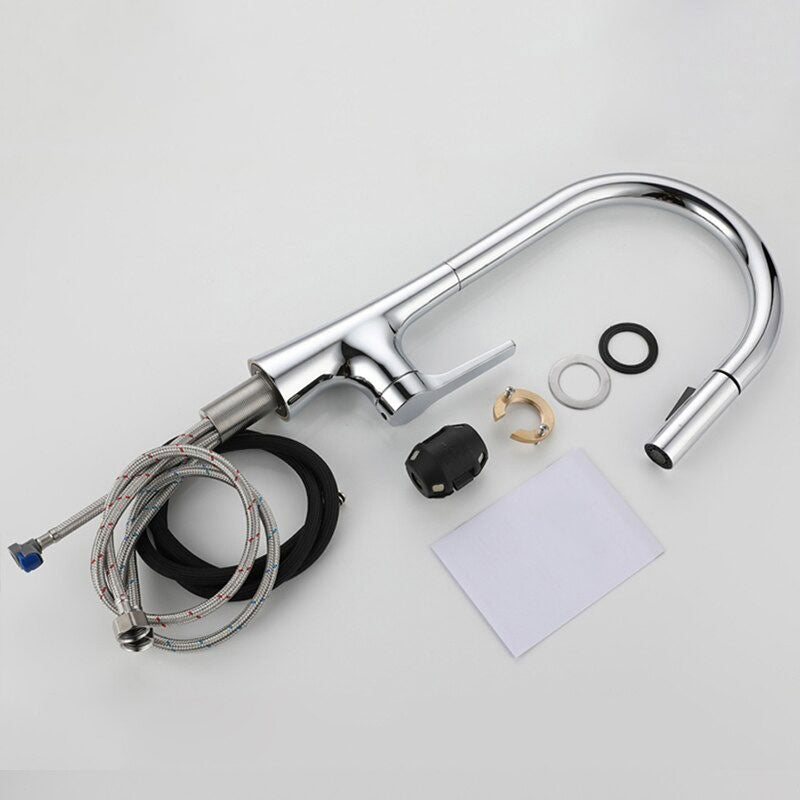 Pull-Down Kitchen Faucet | Chrome Gooseneck Design With Spray Head