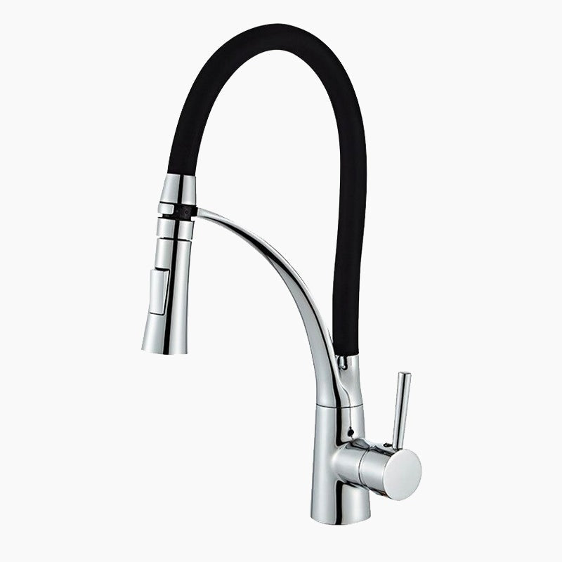Modern Pull-Down Kitchen Faucet | Chrome Gooseneck Design