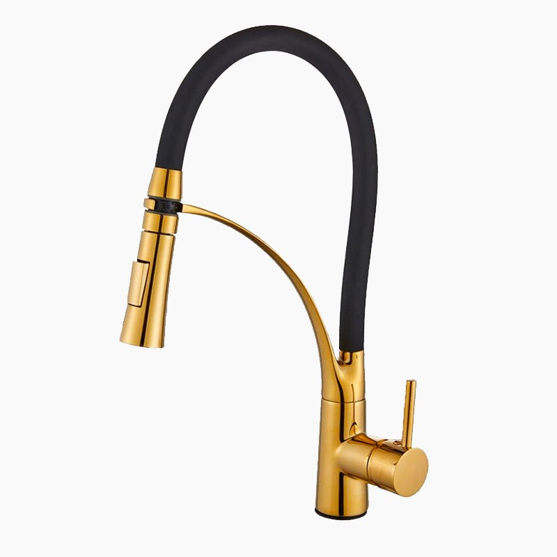Modern Kitchen Faucet | Gold Pull-Down Spray Head