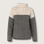 Wool Blend Turtleneck Sweater | Chevron Pattern Design