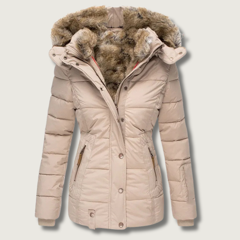 Winter Puffer Coat | Faux Fur Hood Quilted Design