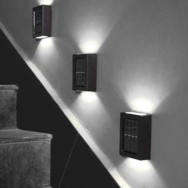 Modern Solar Wall Lights | Dual Beam Outdoor LED Sconces