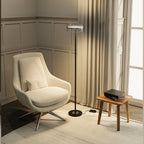 Modern LED Floor Lamp | Glass Disc Shade with Metal Stand