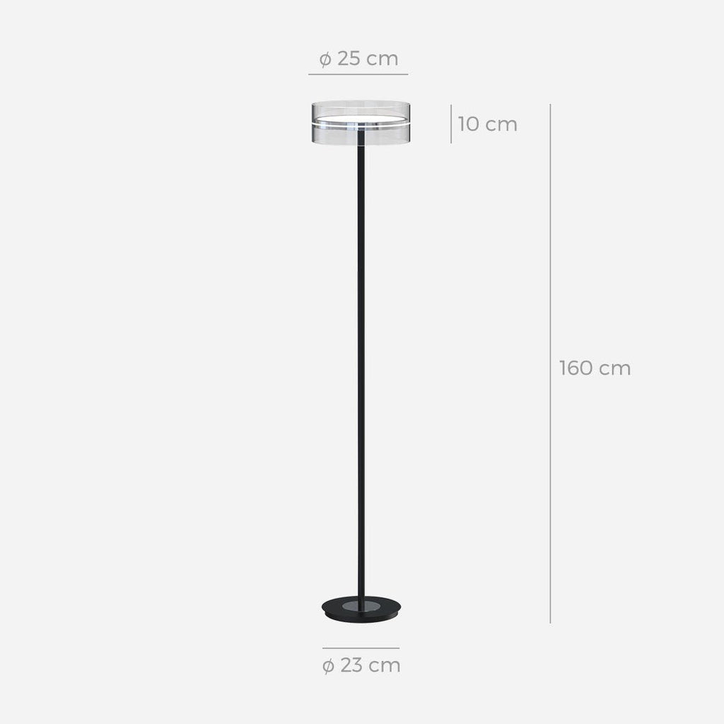 Modern LED Floor Lamp | Glass Disc Shade with Metal Stand