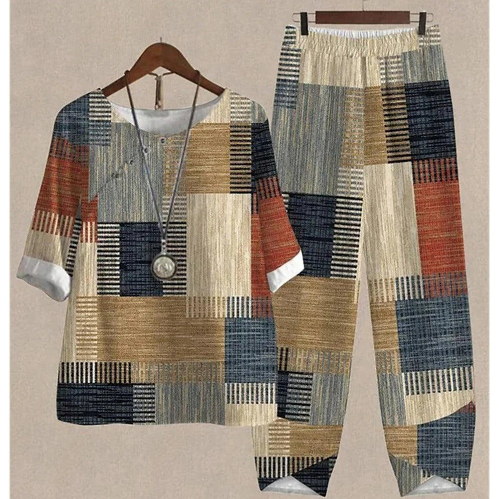 Forest Print Loungewear Set | Black and White Two-Piece Cotton Set