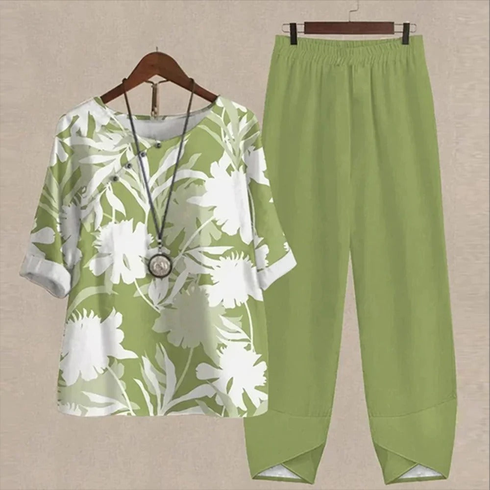 Forest Print Loungewear Set | Black and White Two-Piece Cotton Set