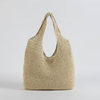 Handwoven Straw Tote | Natural Beige Beach Bag