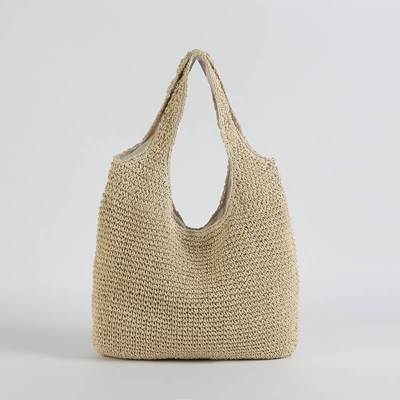 Handwoven Straw Tote | Natural Beige Beach Bag