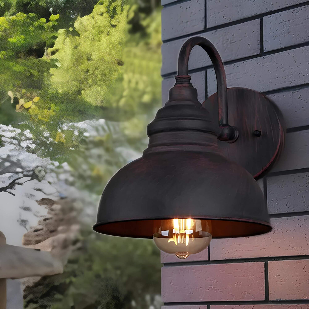 Industrial Outdoor Wall Light | Vintage Dome Sconce in Aged Bronze