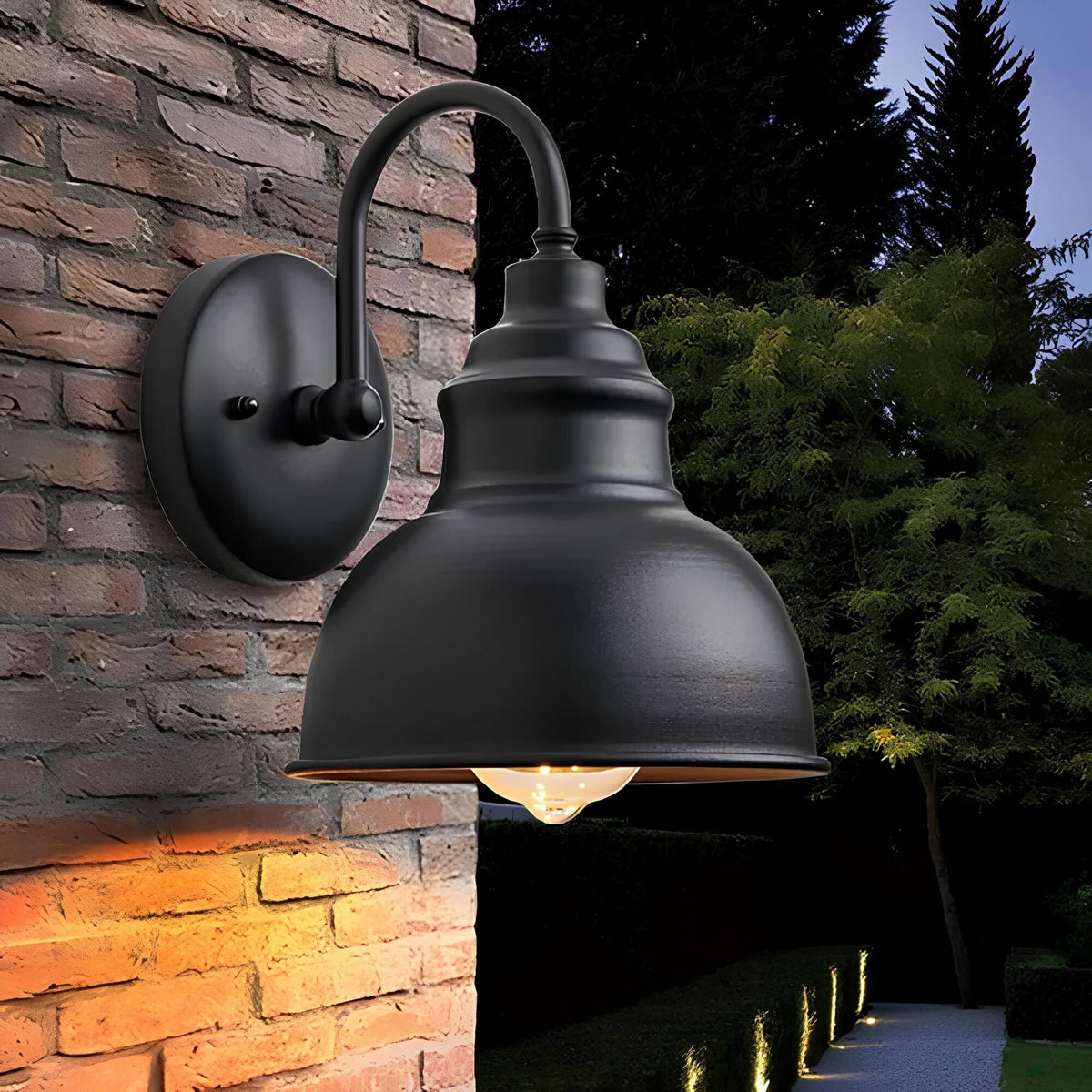 Industrial Outdoor Wall Light | Vintage Dome Sconce in Aged Bronze