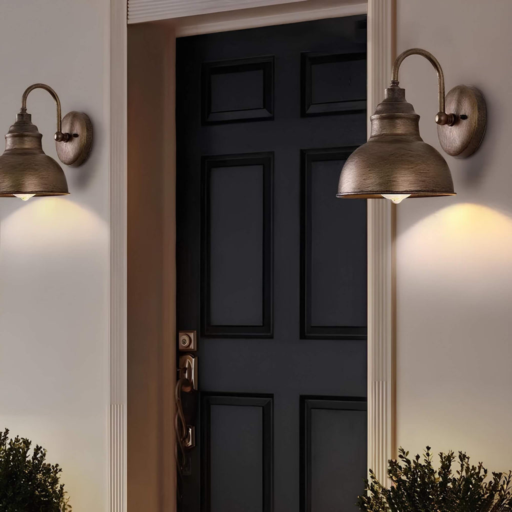 Industrial Outdoor Wall Light | Vintage Dome Sconce in Aged Bronze