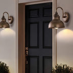 Industrial Outdoor Wall Light | Vintage Dome Sconce in Aged Bronze