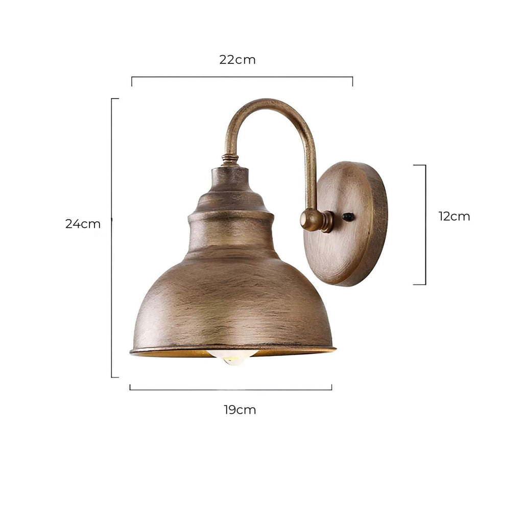 Industrial Outdoor Wall Light | Vintage Dome Sconce in Aged Bronze