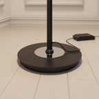 Modern LED Floor Lamp | Glass Disc Shade with Metal Stand