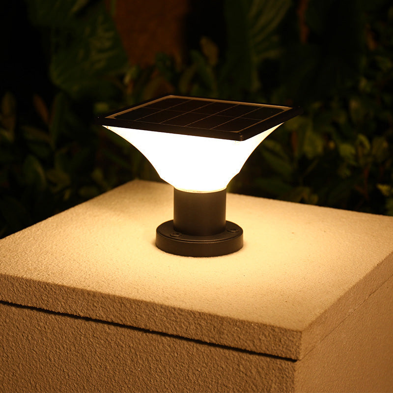 Solar Pillar Light | Modern Aluminum Post Light With 3-Color LED